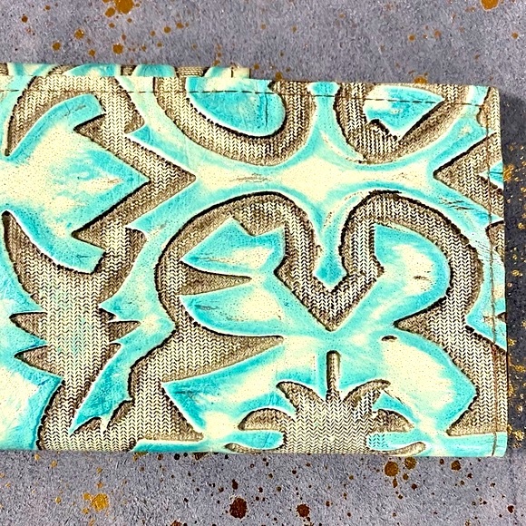 NWT Keep It Gypsy Turquoise Tooled Genuine Leather Wallet - Picture 12 of 16